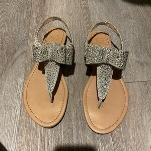Material Girl Silver Rhinestone Sandals